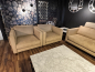Preview: Nr. 332 I Angebot SALE % / Het Anker / kubisches Sofa mit zwei passenden Sesseln in beigen Stoffbezug mit geprägtem Muster / Ausstellungsware sofort verfügbar