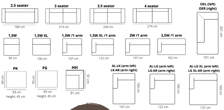 Nr. 20 / Sofa oder Ecke / in Stoff oder Leder / ab 1660 €
